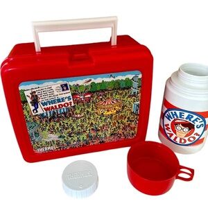 Vintage Where’s Waldo Thermos Lunchbox and Thermos Set 1990